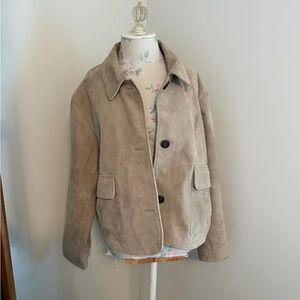 Beige Suede Jacket - Classic Boxy Fit